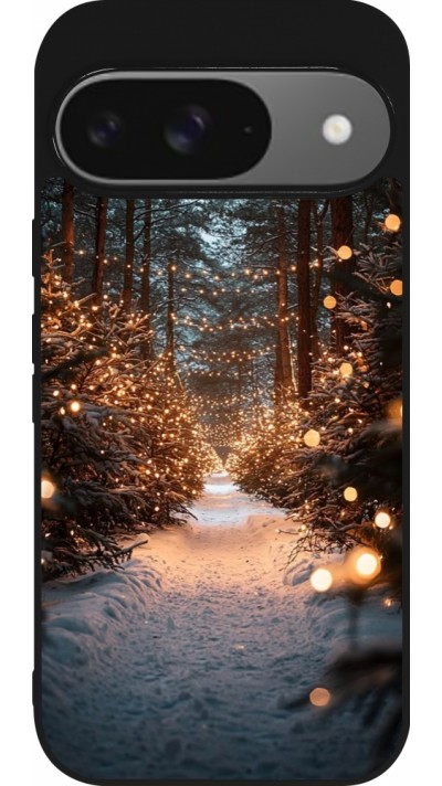Coque Google Pixel 9 / Pixel 9 Pro - Silicone rigide noir Winter 25 Winter snowy road