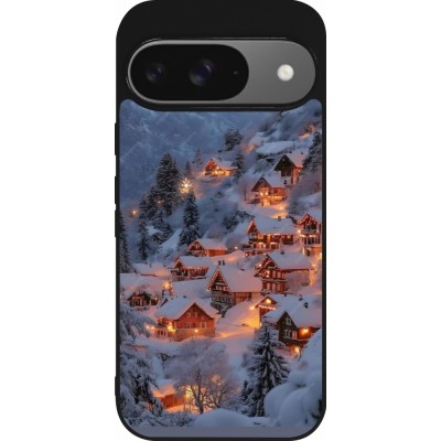 Coque Google Pixel 9 / Pixel 9 Pro - Silicone rigide noir Winter 25 Winter snowy village