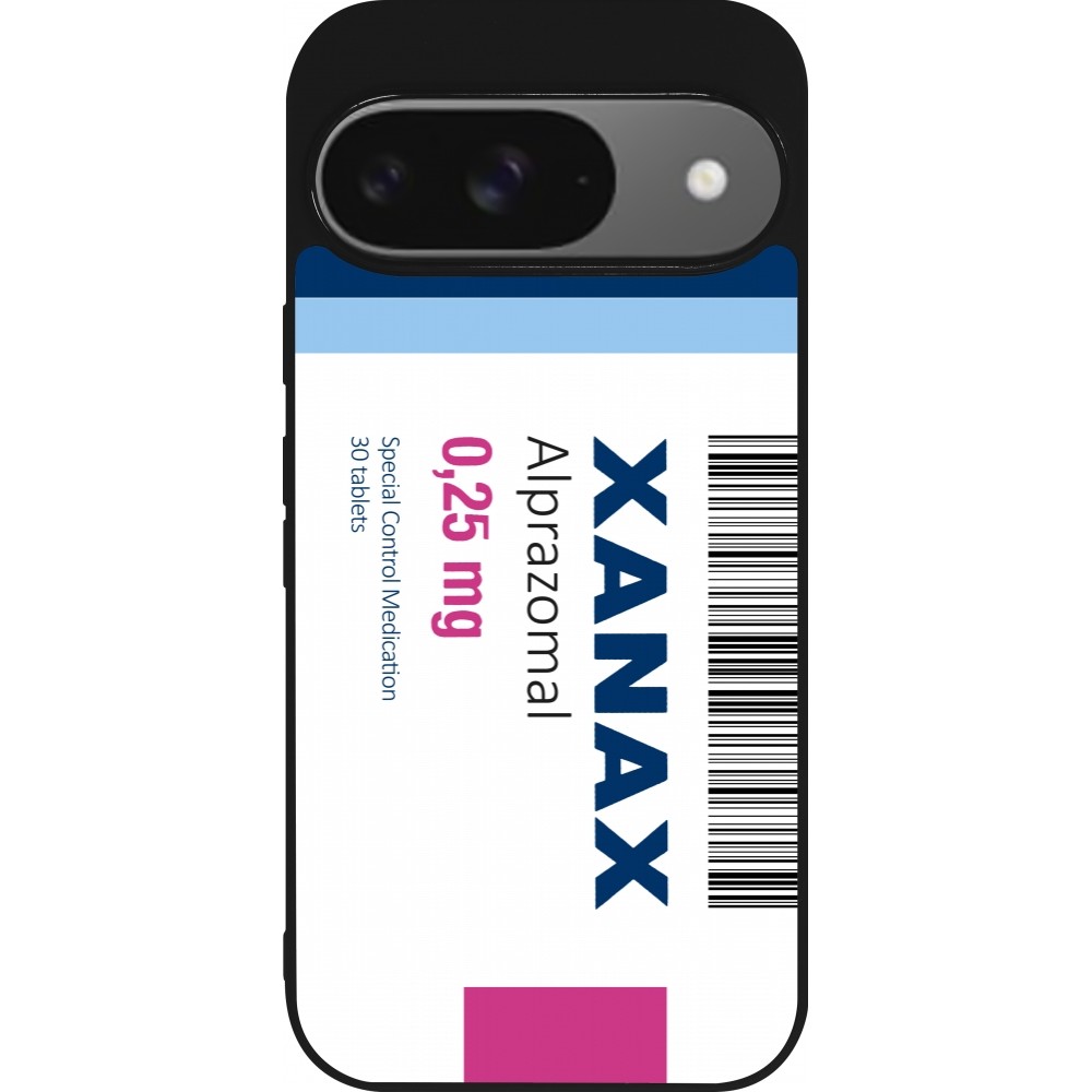 Coque Google Pixel 9 / Pixel 9 Pro - Silicone rigide noir Xanax Alprazolam 2025