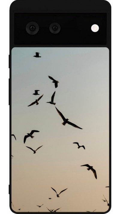Coque Google Pixel 6 - Silicone rigide noir Autumn 22 flying birds shadow