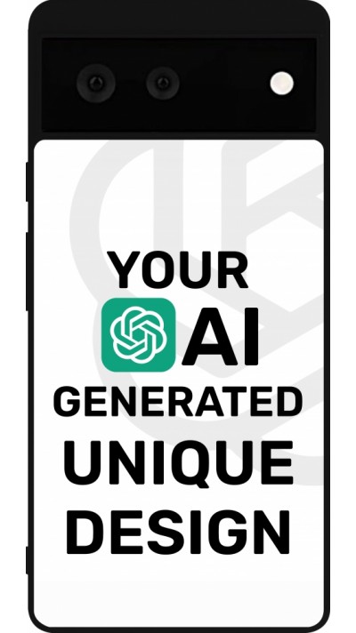 Coque Google Pixel 6 - Silicone rigide noir 100% unique générée par intelligence artificielle (AI) avec vos idées