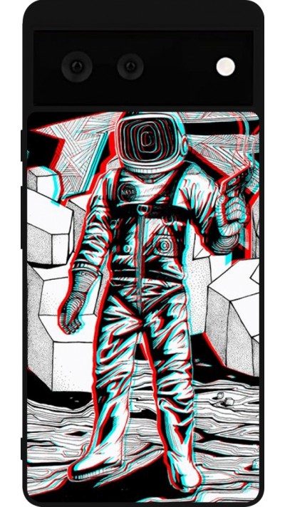Coque Google Pixel 6 - Silicone rigide noir Anaglyph Astronaut