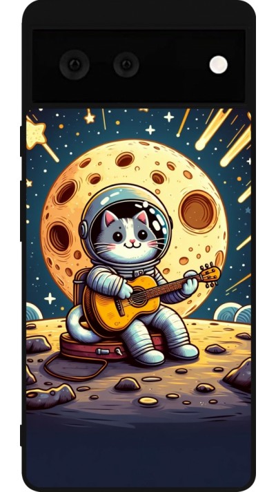 Coque Google Pixel 6 - Silicone rigide noir AstroCat RockLune