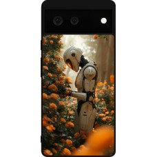 Google Pixel 6 Case Hülle - Silikon schwarz Astronaut flowers 2025
