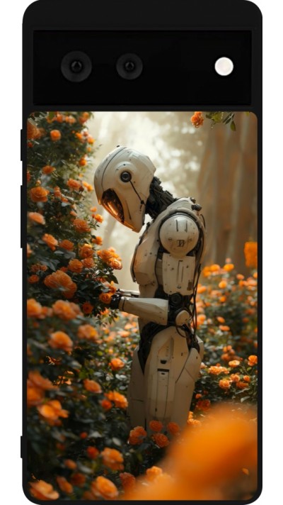 Google Pixel 6 Case Hülle - Silikon schwarz Astronaut flowers 2025