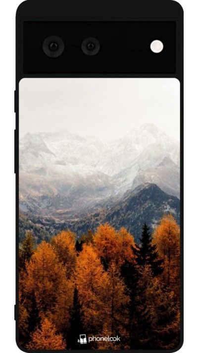 Coque Google Pixel 6 - Silicone rigide noir Autumn 21 Forest Mountain