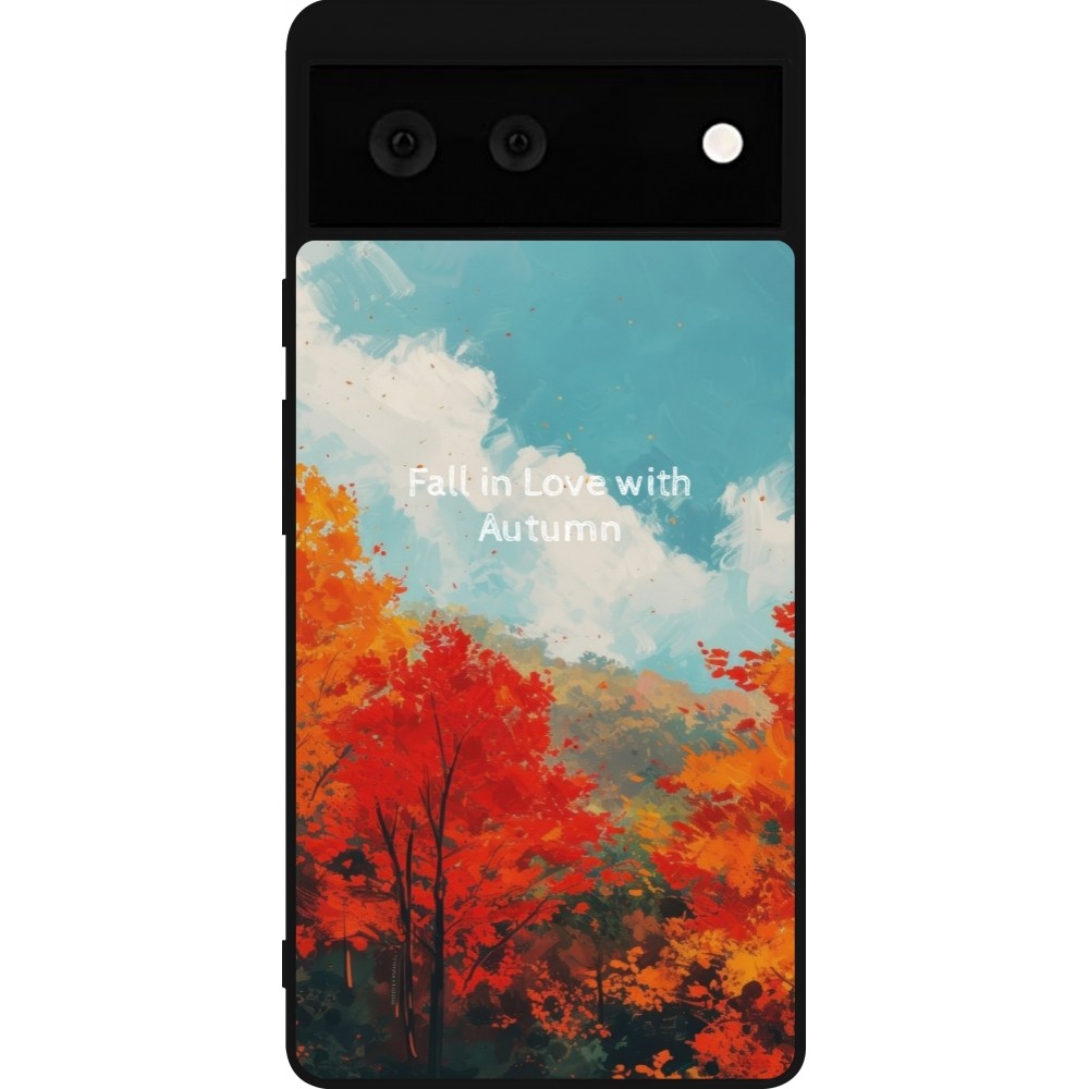 Coque Google Pixel 6 - Silicone rigide noir Autumn 25 Fall in love