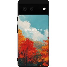 Coque Google Pixel 6 - Silicone rigide noir Autumn 25 Fall in love