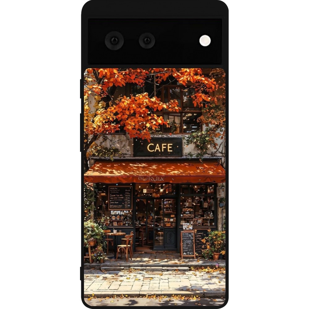 Coque Google Pixel 6 - Silicone rigide noir Autumn 25 Coffee shop