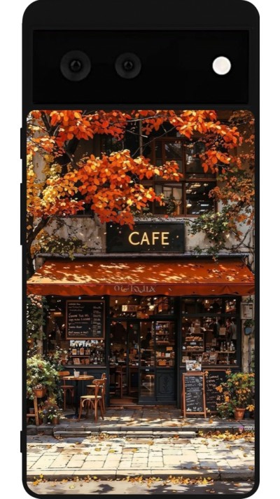 Coque Google Pixel 6 - Silicone rigide noir Autumn 25 Coffee shop