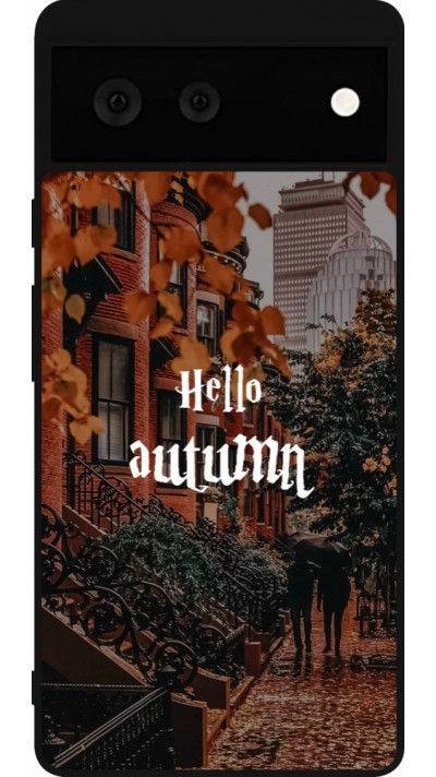 Coque Google Pixel 6 - Silicone rigide noir Autumn 25 Hello autumn
