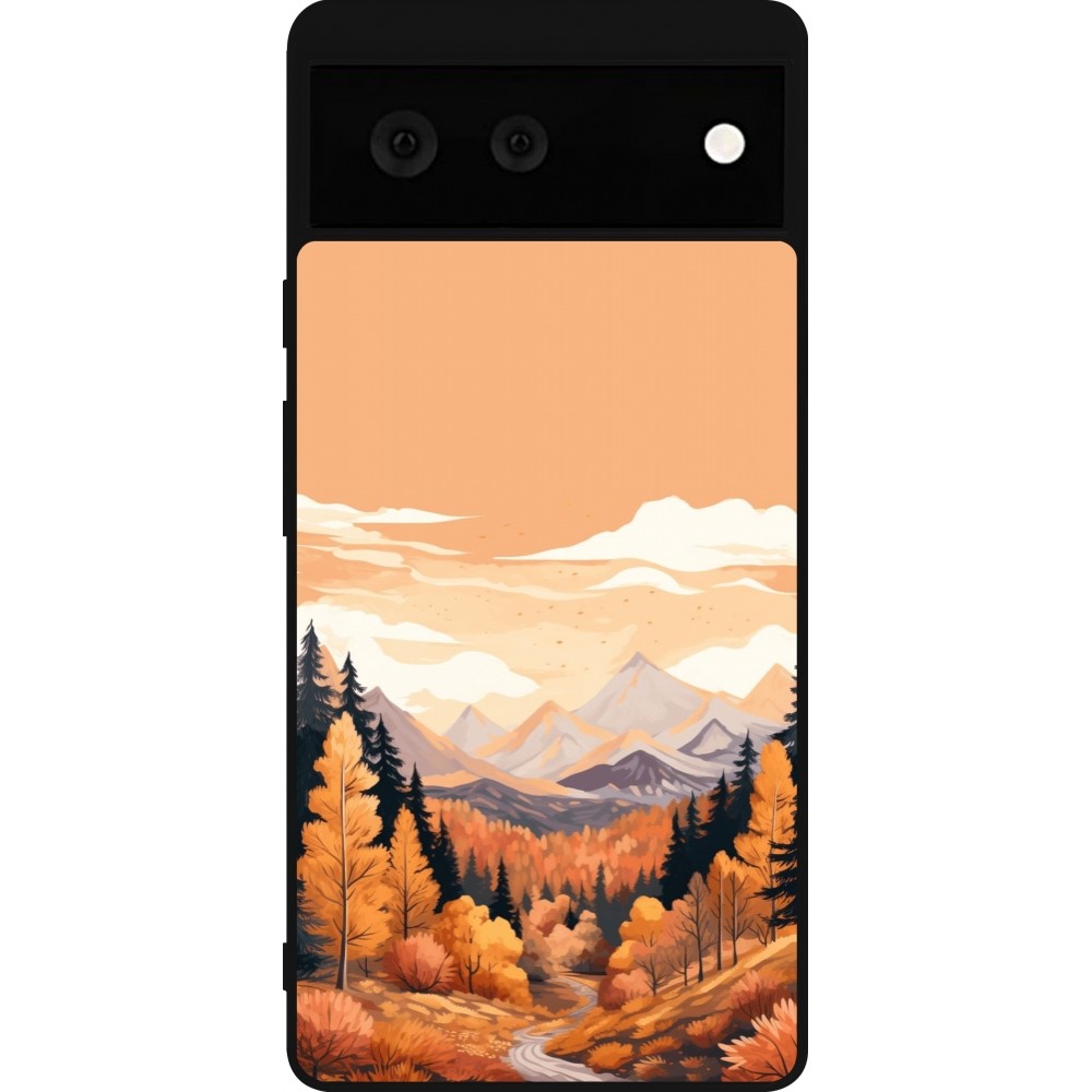 Coque Google Pixel 6 - Silicone rigide noir Autumn 25 Mountains