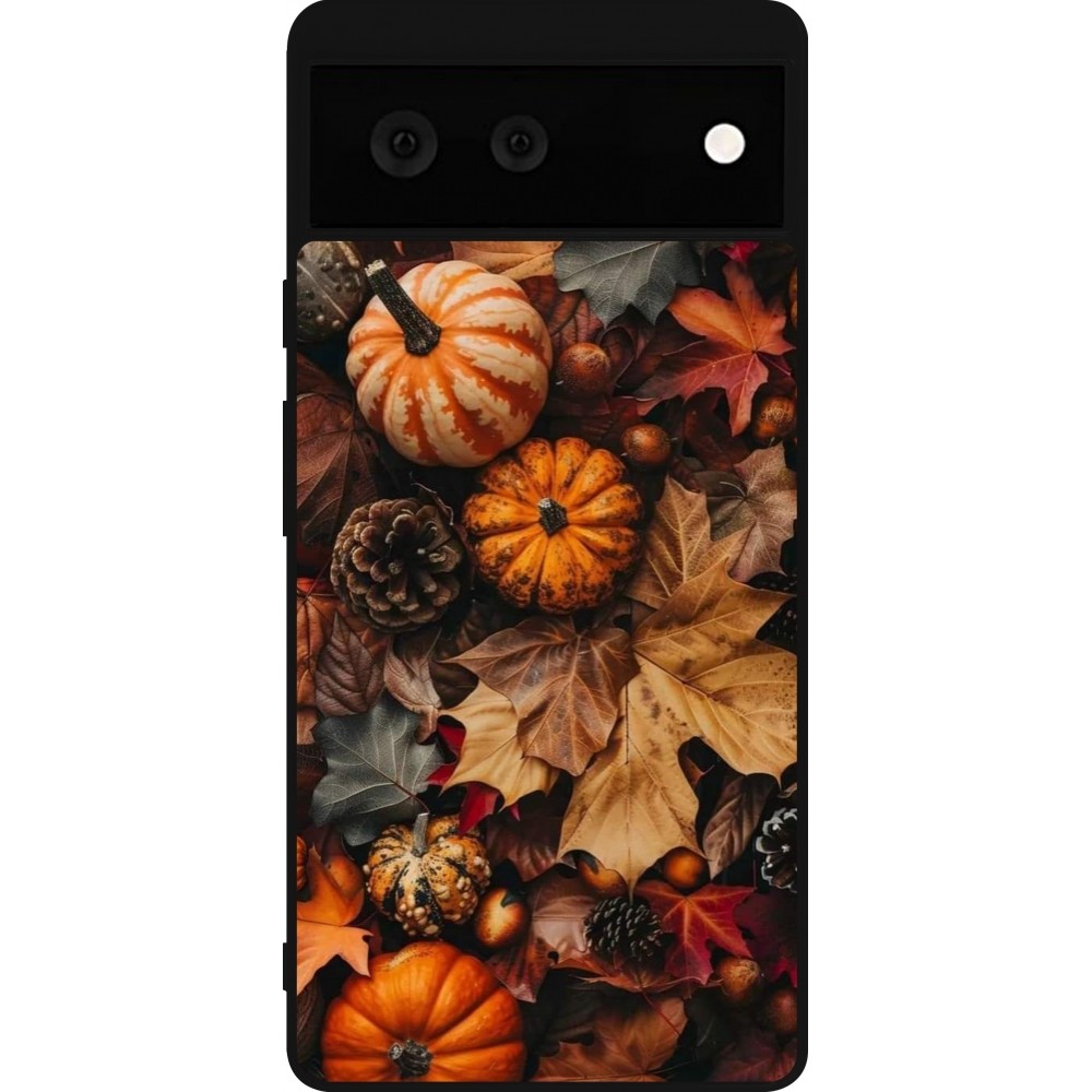 Coque Google Pixel 6 - Silicone rigide noir Autumn 25 Pumpkin
