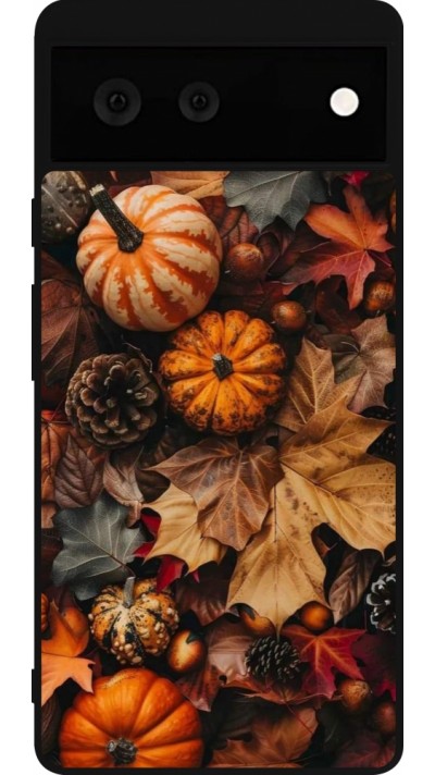 Coque Google Pixel 6 - Silicone rigide noir Autumn 25 Pumpkin