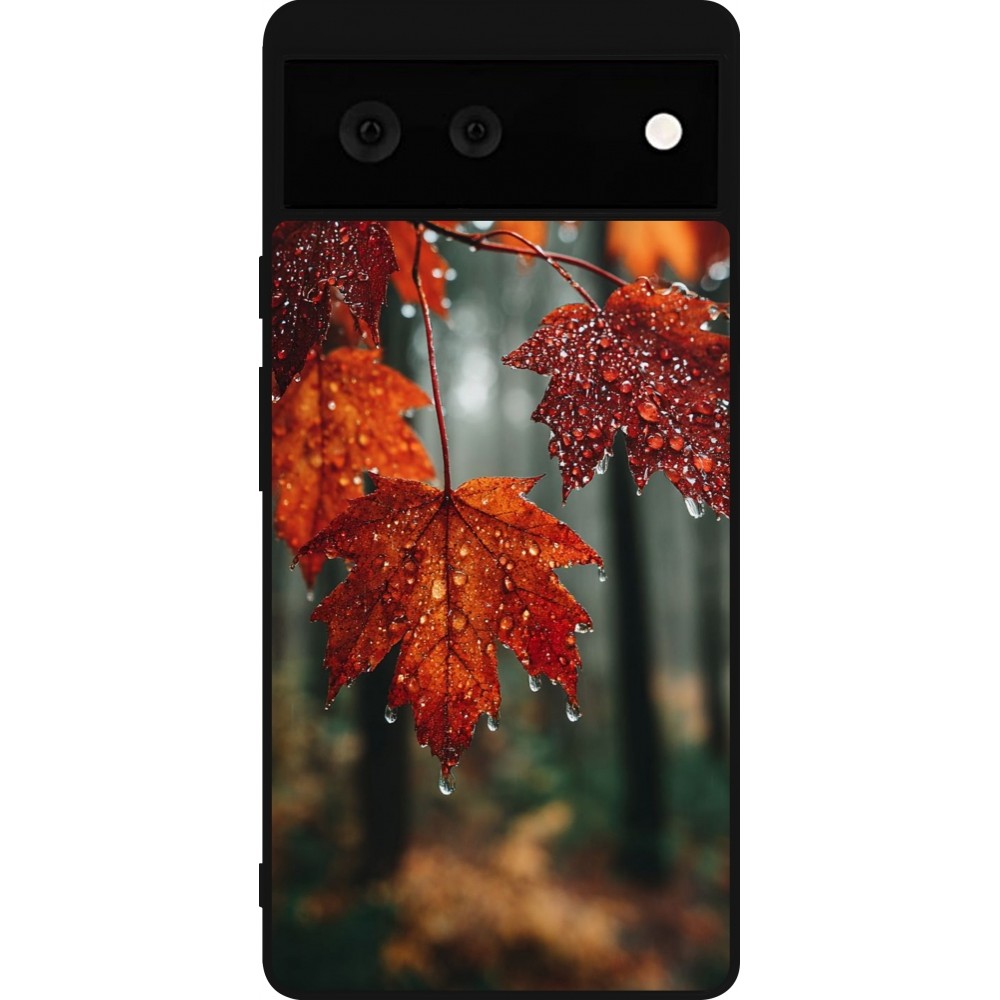 Coque Google Pixel 6 - Silicone rigide noir Autumn 25 Rain