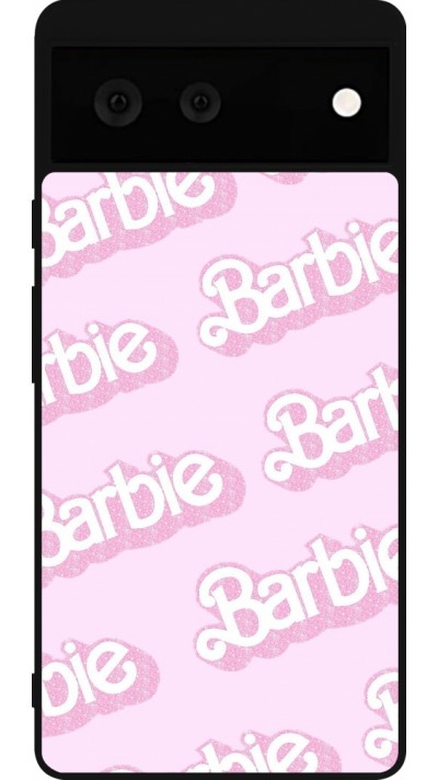 Google Pixel 6 Case Hülle - Silikon schwarz Barbie light pink pattern