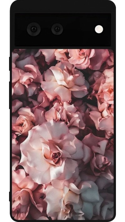 Google Pixel 6 Case Hülle - Silikon schwarz Beautiful Roses