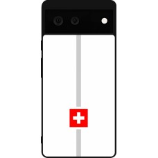 Coque Google Pixel 6 - Silicone rigide noir Canton CH blanc