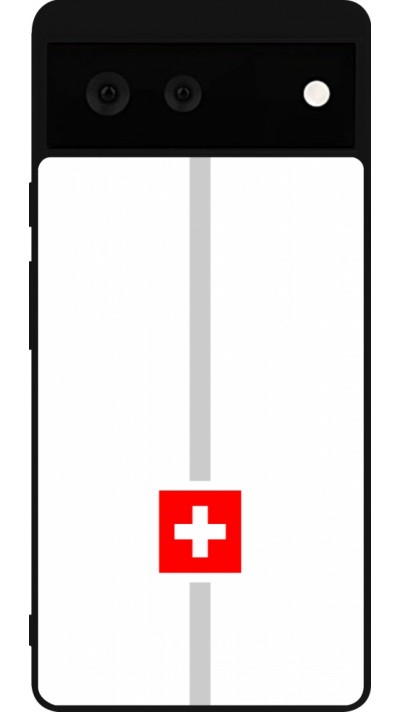 Google Pixel 6 Case Hülle - Silikon schwarz Kanton CH weiss