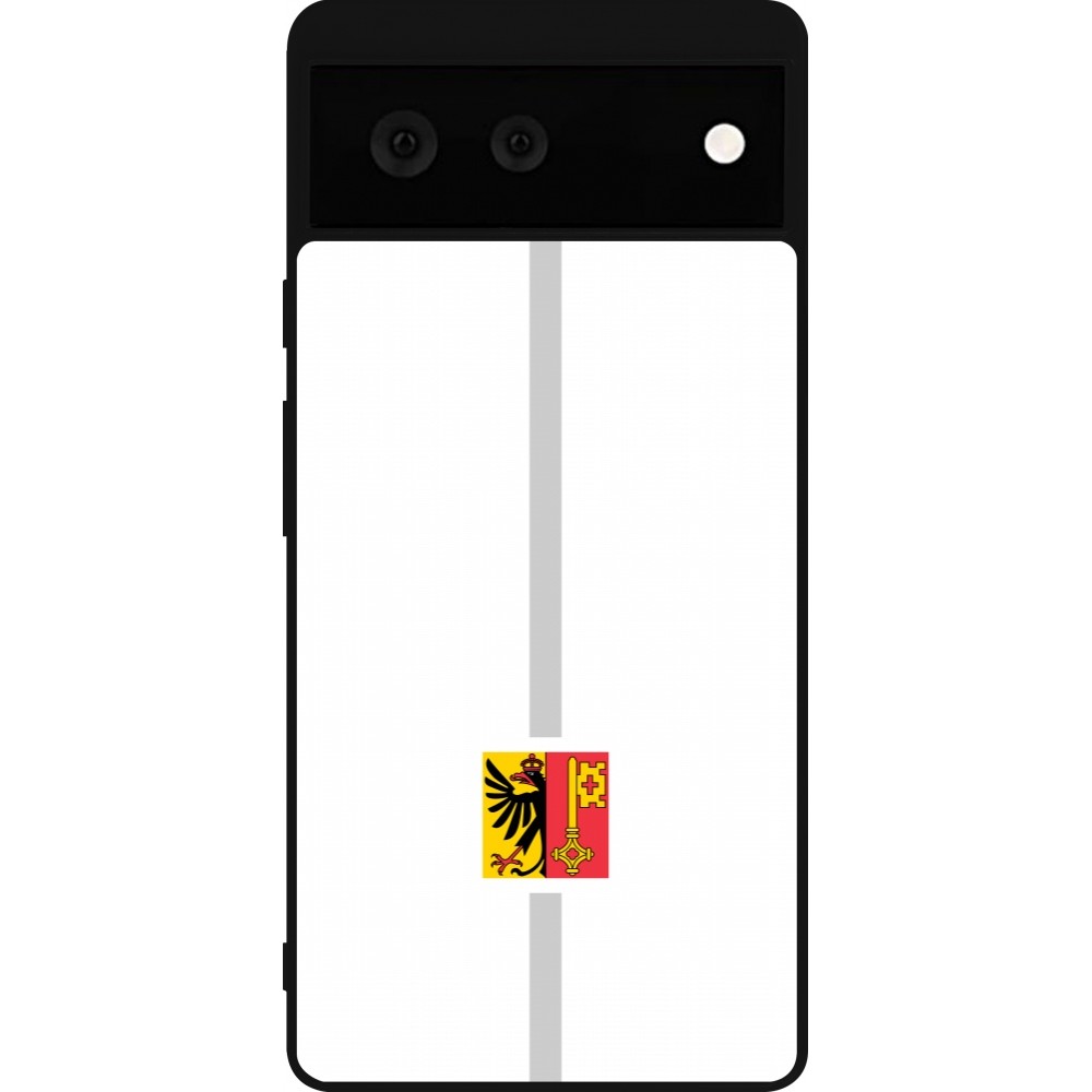 Coque Google Pixel 6 - Silicone rigide noir Canton GE blanc