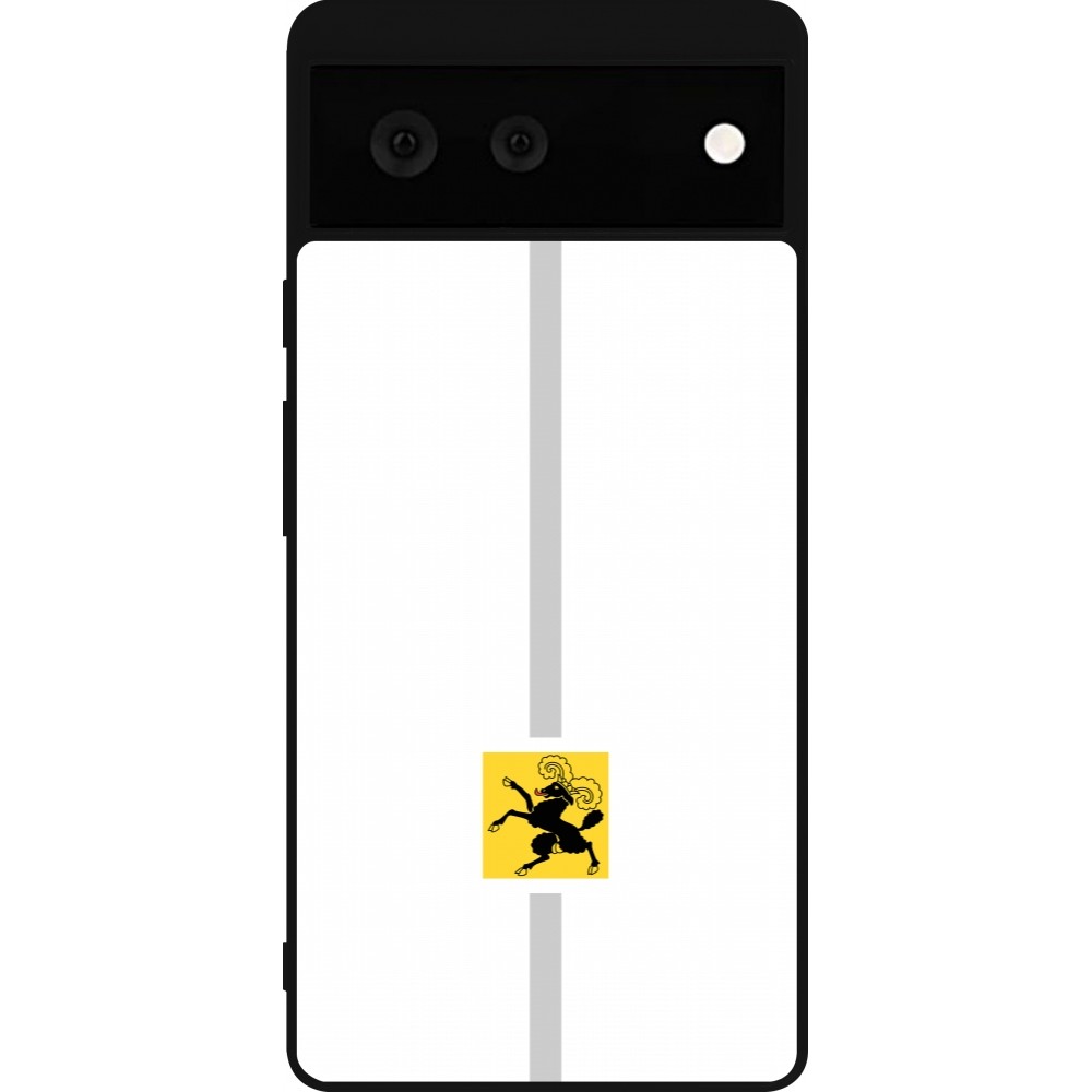 Coque Google Pixel 6 - Silicone rigide noir Canton SH blanc