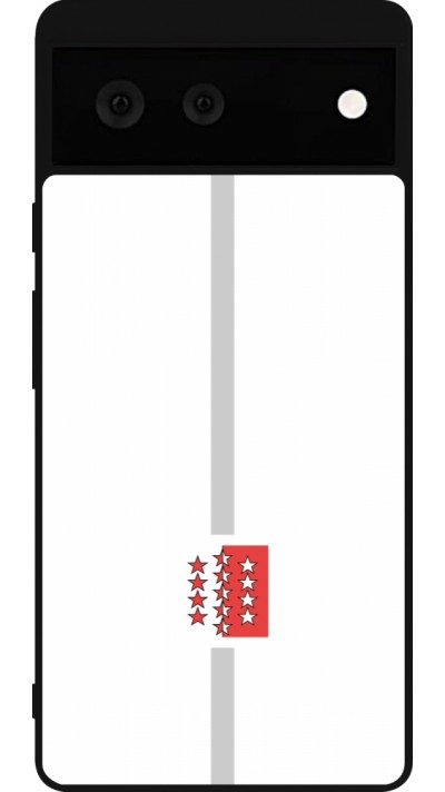 Google Pixel 6 Case Hülle - Silikon schwarz Kanton VS weiss