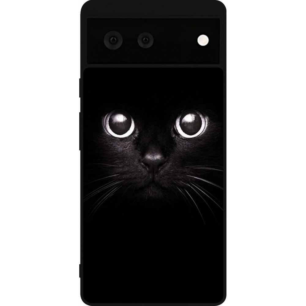 Coque Google Pixel 6 - Silicone rigide noir Cat eyes