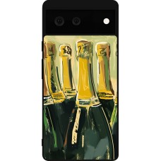 Coque Google Pixel 6 - Silicone rigide noir Champagne peinture