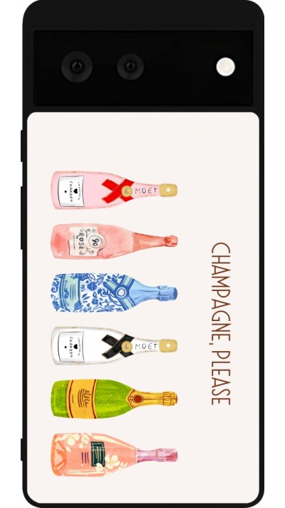 Google Pixel 6 Case Hülle - Silikon schwarz Champagne Please