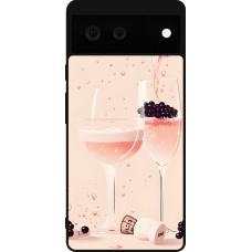 Coque Google Pixel 6 - Silicone rigide noir Champagne Pouring Pink