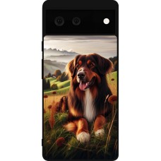 Coque Google Pixel 6 - Silicone rigide noir Chien Campagne Suisse
