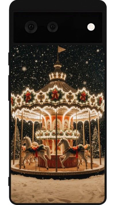 Google Pixel 6 Case Hülle - Silikon schwarz Christmas 25 Carousel