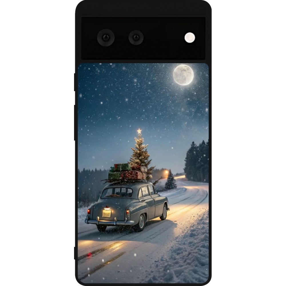 Google Pixel 6 Case Hülle - Silikon schwarz Christmas 25 Car with Tree Xmas