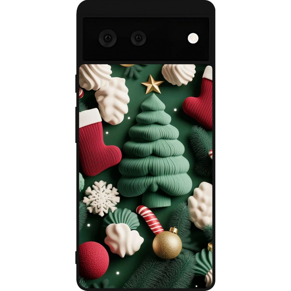 Google Pixel 6 Case Hülle - Silikon schwarz Christmas 25 Christmas textiles