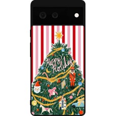 Google Pixel 6 Case Hülle - Silikon schwarz Christmas 25 Happy Holiday
