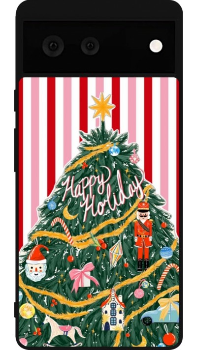 Google Pixel 6 Case Hülle - Silikon schwarz Christmas 25 Happy Holiday