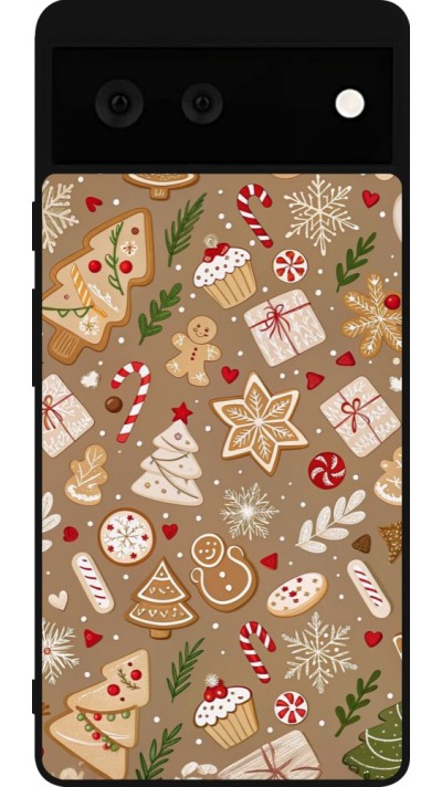 Google Pixel 6 Case Hülle - Silikon schwarz Christmas 25 Pattern Ginger Cookie