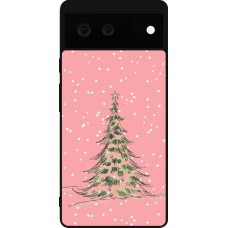Coque Google Pixel 6 - Silicone rigide noir Christmas 25 Pink Tree