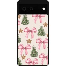 Coque Google Pixel 6 - Silicone rigide noir Christmas 25 Vintage Ribbons