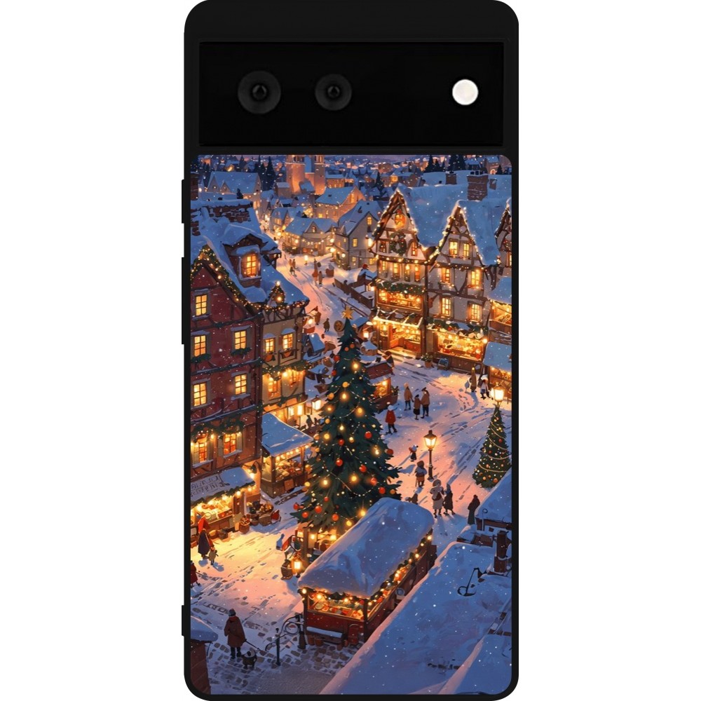 Google Pixel 6 Case Hülle - Silikon schwarz Christmas 25 Xmas Village