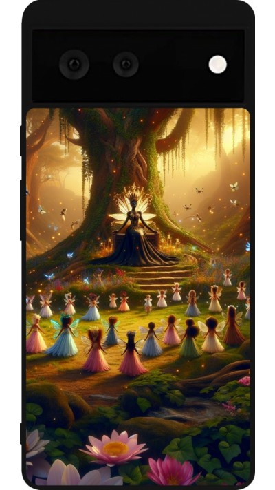 Coque Google Pixel 6 - Silicone rigide noir Clairière féerique