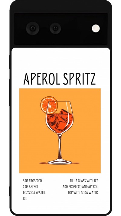 Coque Google Pixel 6 - Silicone rigide noir Cocktail recette Aperol Spritz