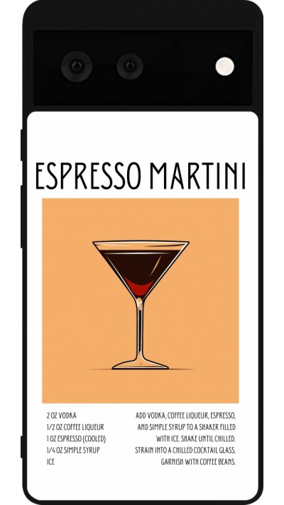 Coque Google Pixel 6 - Silicone rigide noir Cocktail recette Espresso Martini