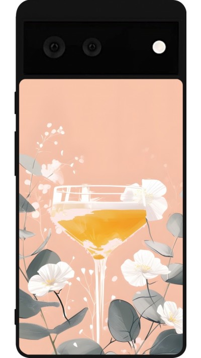 Google Pixel 6 Case Hülle - Silikon schwarz Cocktail Flowers