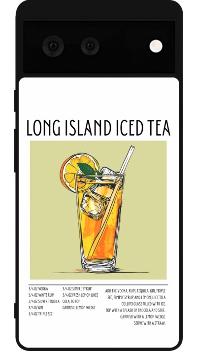 Coque Google Pixel 6 - Silicone rigide noir Cocktail recette Long Island Ice Tea