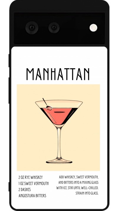 Coque Google Pixel 6 - Silicone rigide noir Cocktail recette Manhattan