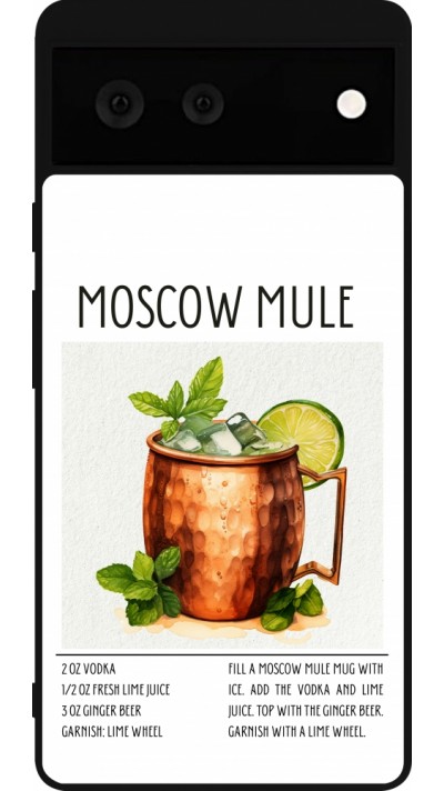 Coque Google Pixel 6 - Silicone rigide noir Cocktail recette Moscow Mule