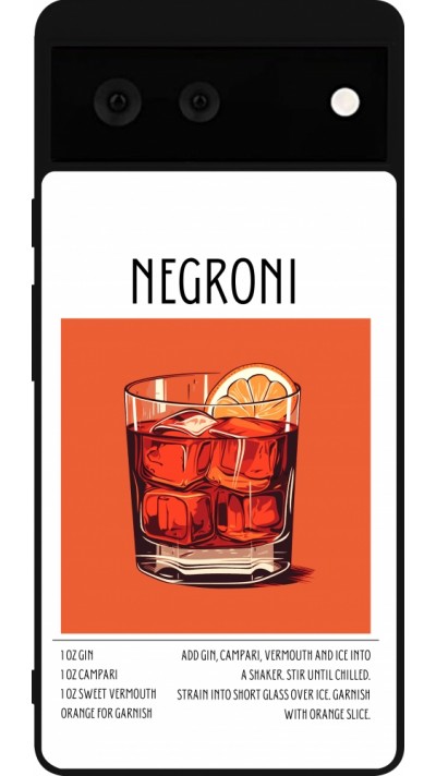 Coque Google Pixel 6 - Silicone rigide noir Cocktail recette Negroni