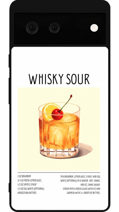 Coque Google Pixel 6 - Silicone rigide noir Cocktail recette Whisky Sour