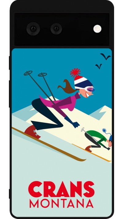 Google Pixel 6 Case Hülle - Silikon schwarz Crans-Montana Ski Downhill